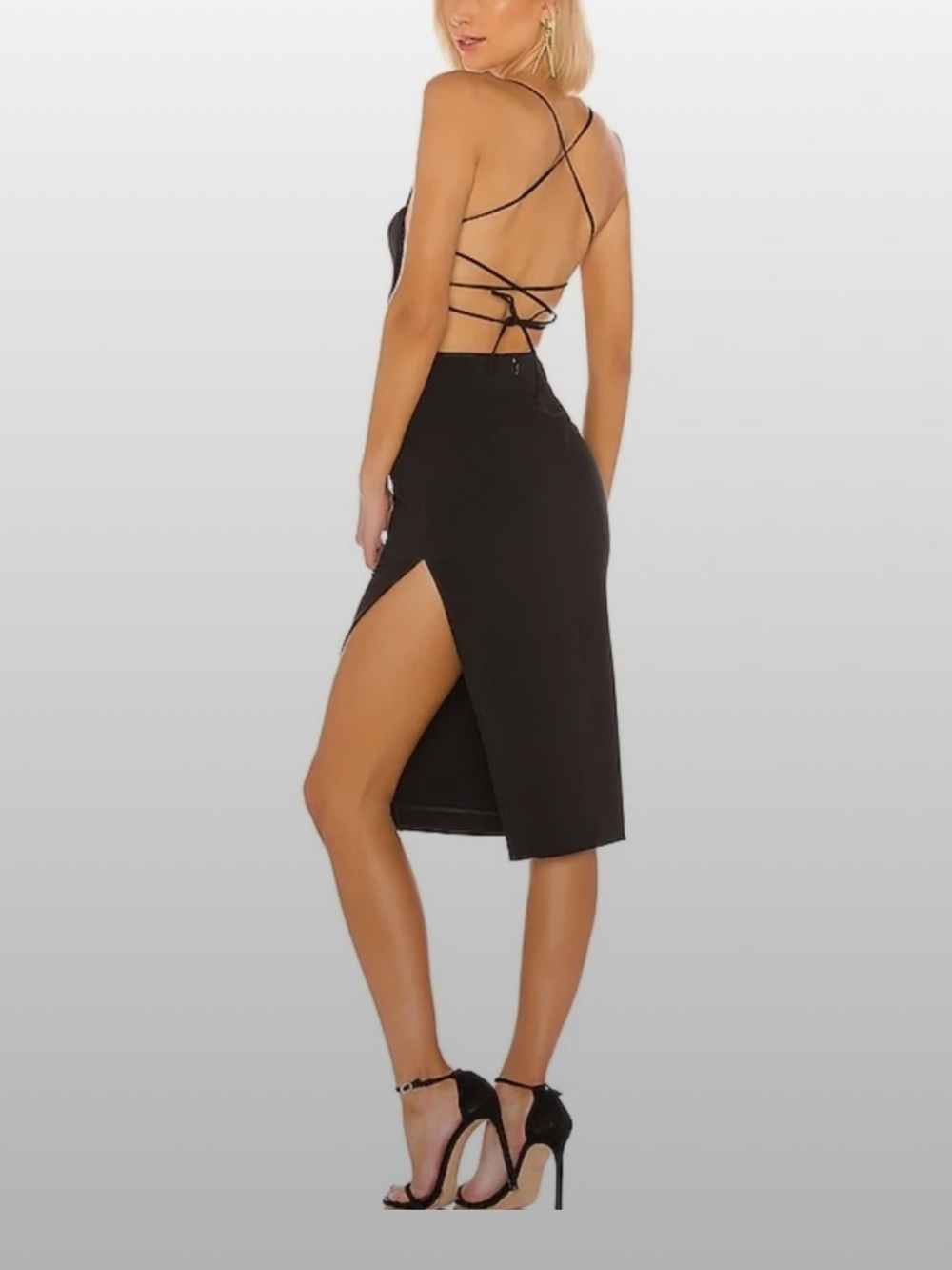 NBD from Revolve Black Crisscross Back Midi Dress Small